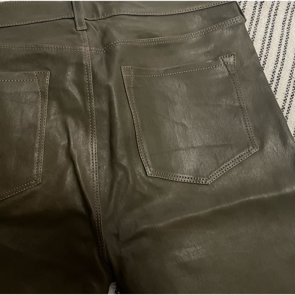 Olive green leather pants